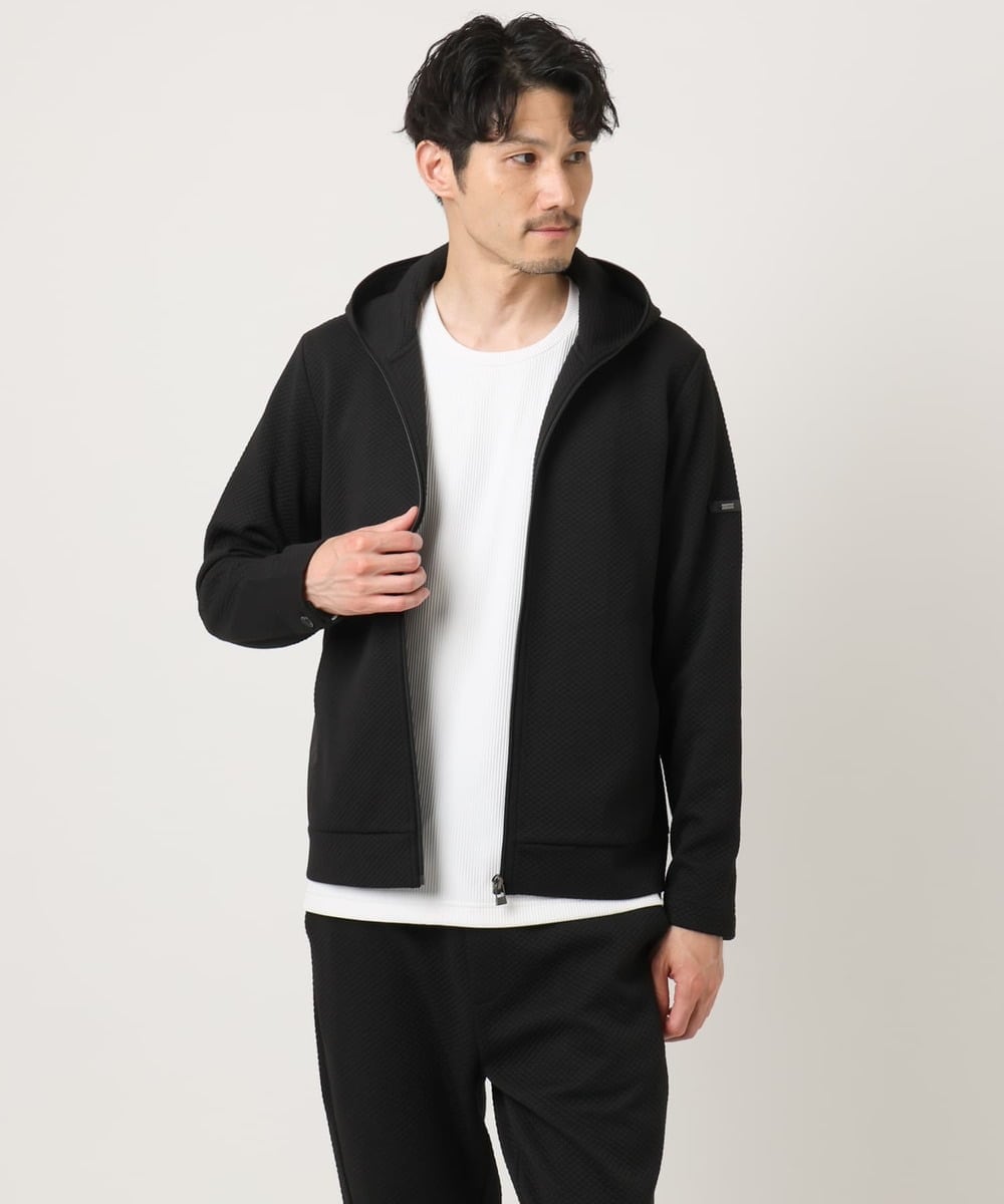 MKJAF13110 MK MICHEL KLEIN HOMME(MKミッシェルクランオム) 【セットアップ対応】ダイヤモンドフクレパーカー ブラック