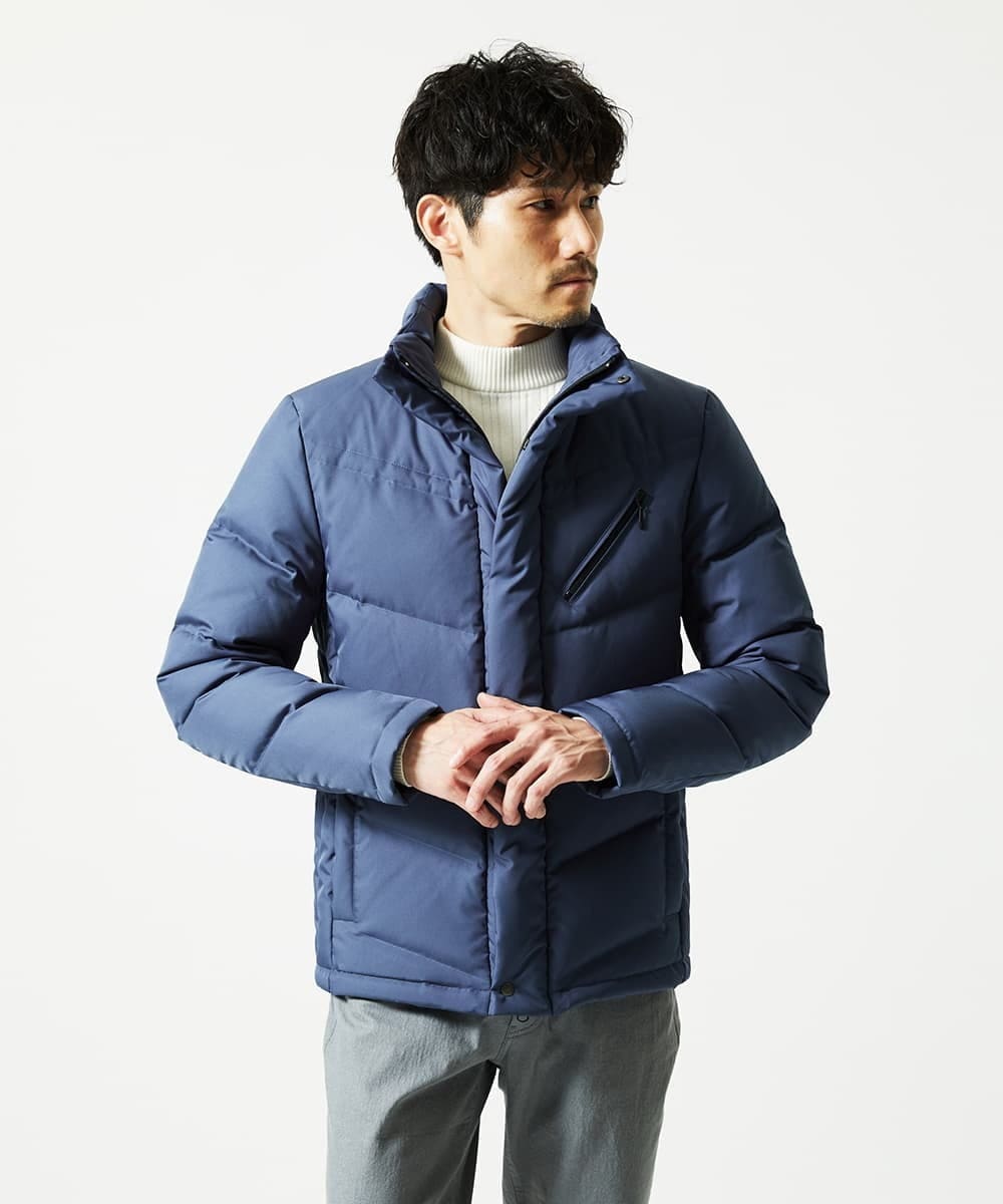 MKJAF21310 MK MICHEL KLEIN HOMME(MKミッシェルクランオム) ECOペットWRツイル ダウンブルゾン ブルー