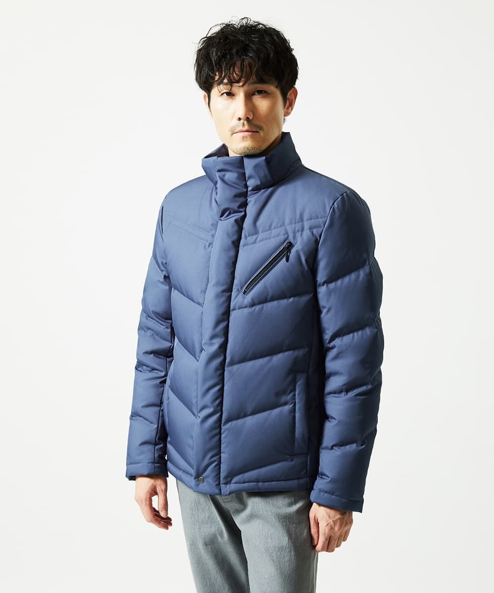 MKJAF21310 MK MICHEL KLEIN HOMME(MKミッシェルクランオム) ECOペットWRツイル ダウンブルゾン ブルー