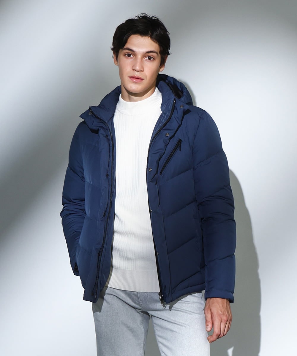 MKJAF21310 MK MICHEL KLEIN HOMME(MKミッシェルクランオム) ECOペットWRツイル ダウンブルゾン ブルー