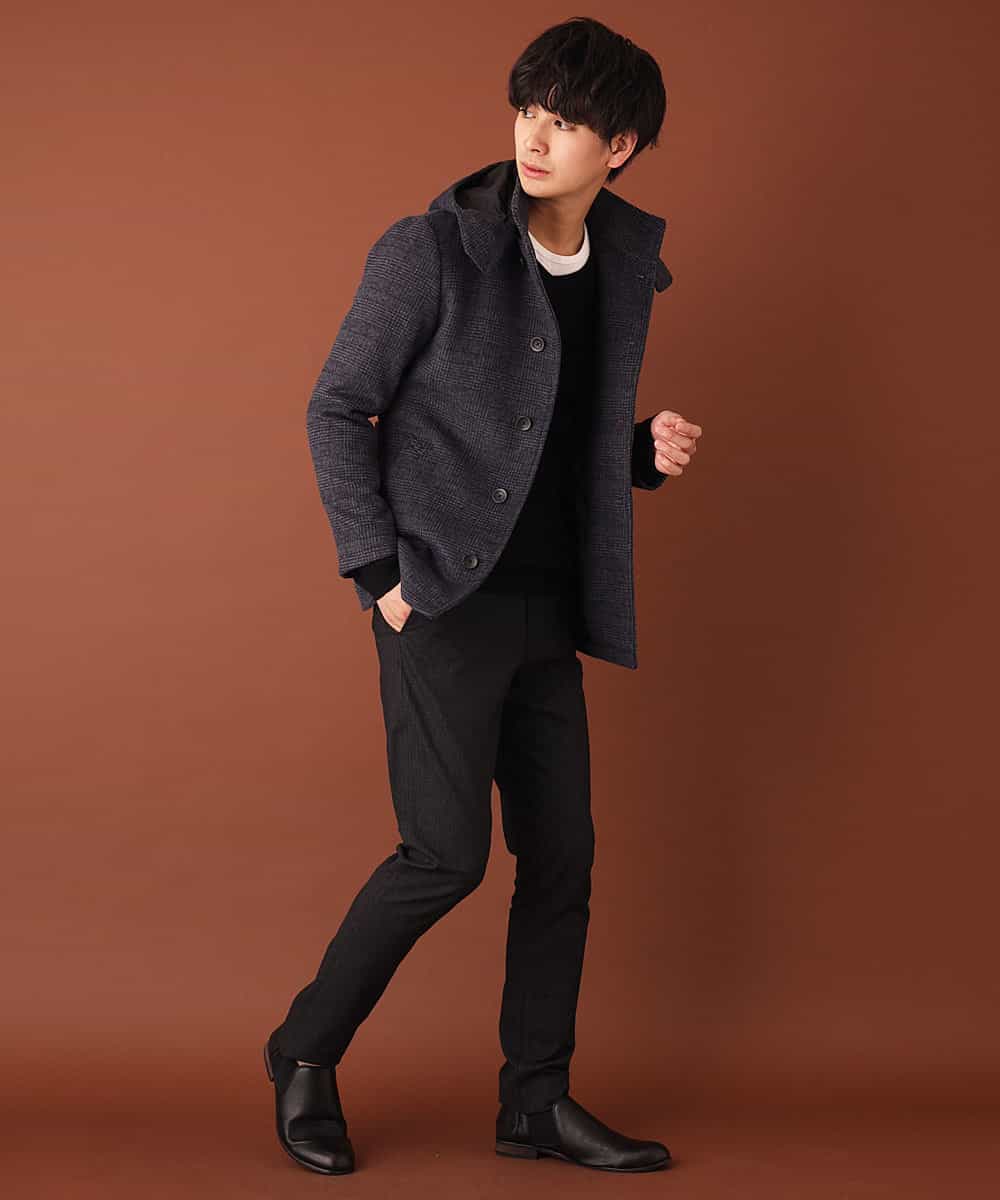 MKJAJ20190 MK MICHEL KLEIN HOMME(MKミッシェルクランオム) フード付きコート／ブリティッシュWフェイス グレンチェック