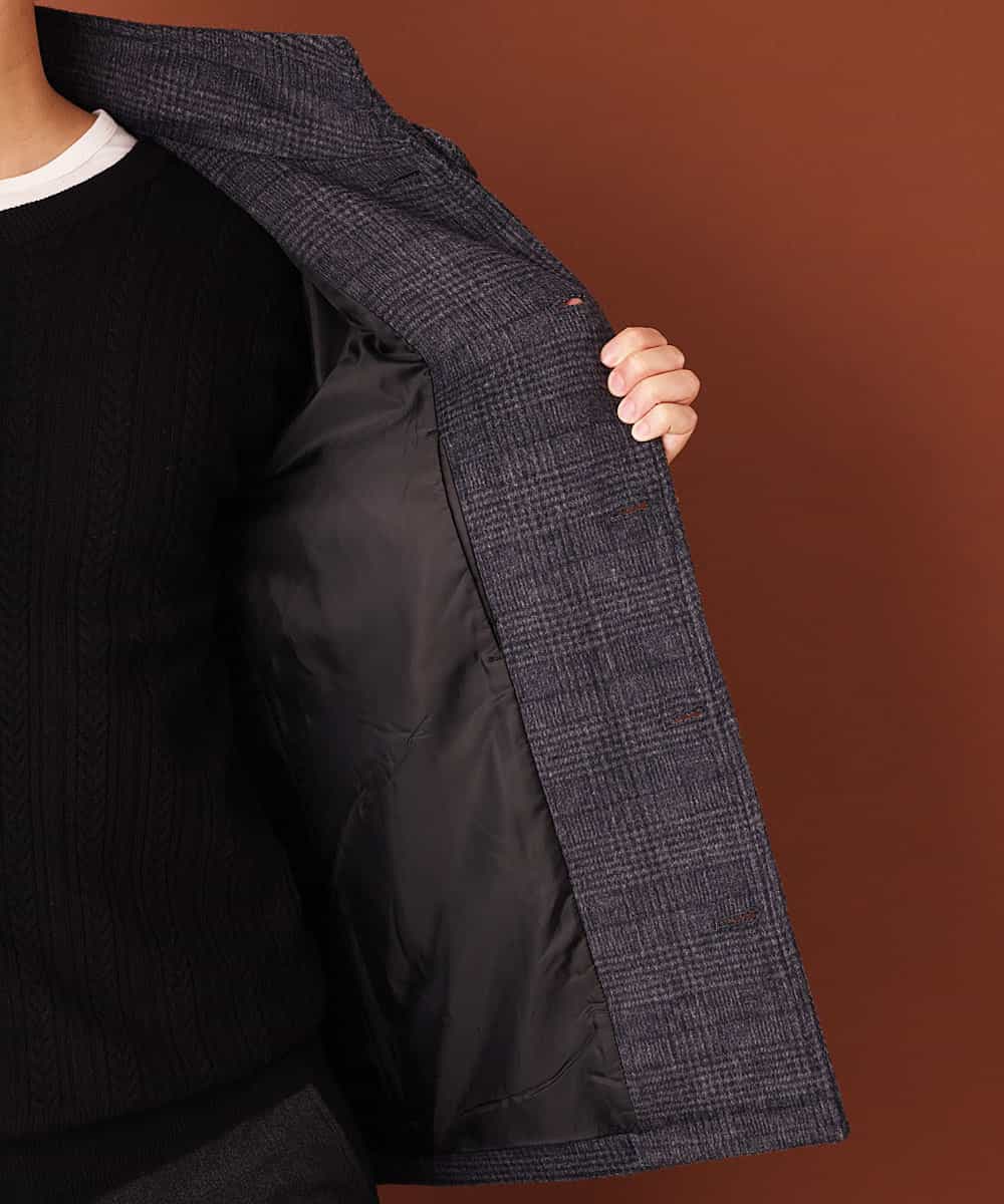 MKJAJ20190 MK MICHEL KLEIN HOMME(MKミッシェルクランオム) フード付きコート／ブリティッシュWフェイス グレンチェック