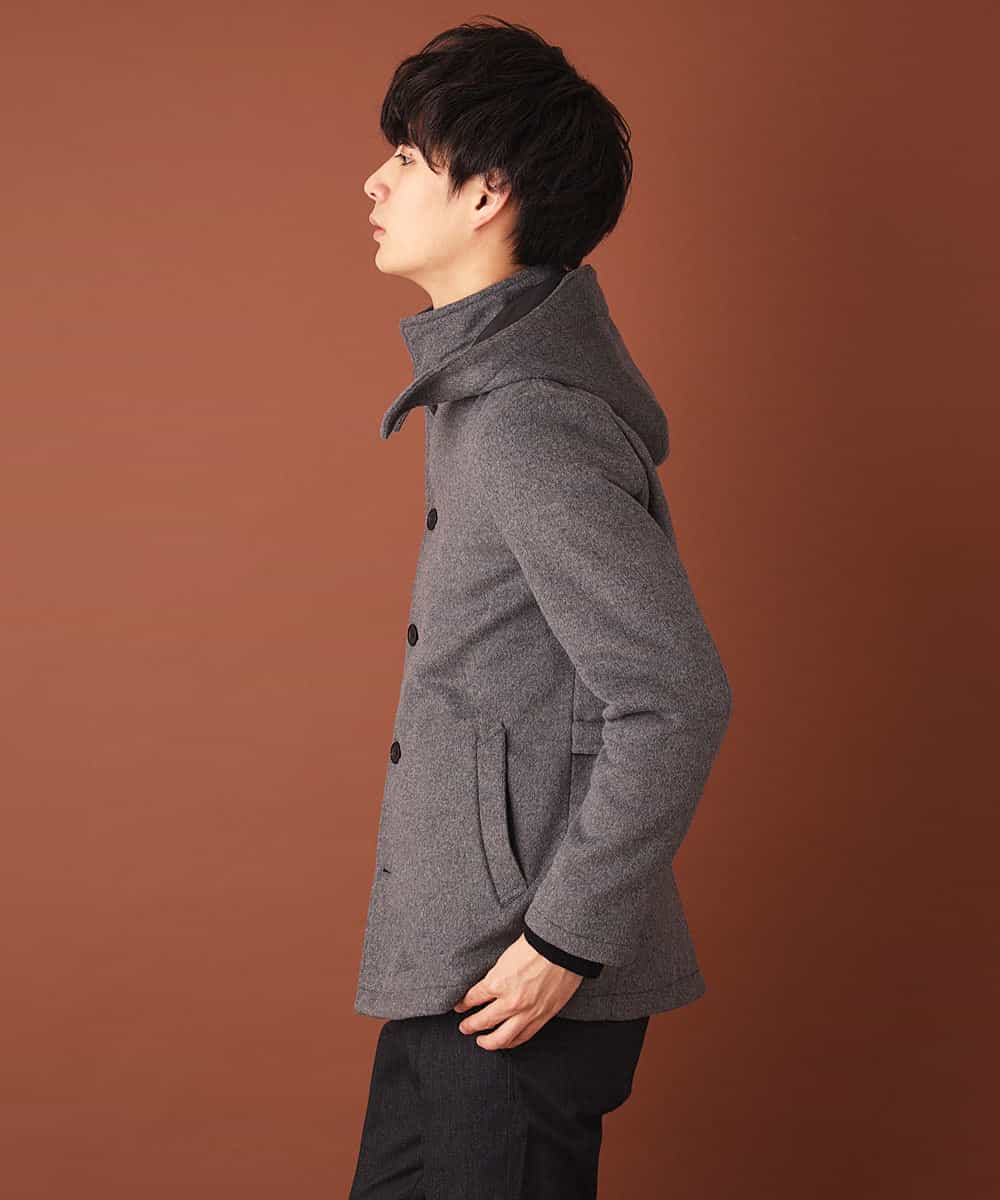 MKJAJ20190 MK MICHEL KLEIN HOMME(MKミッシェルクランオム) フード付きコート／ブリティッシュWフェイス グレー