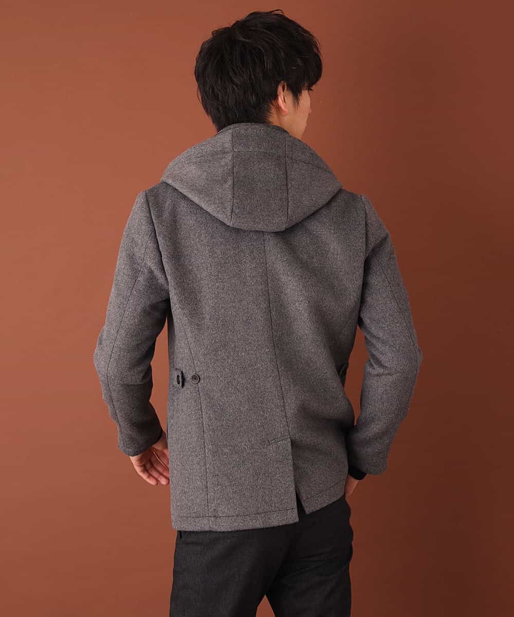 MKJAJ20190 MK MICHEL KLEIN HOMME(MKミッシェルクランオム) フード付きコート／ブリティッシュWフェイス グレー