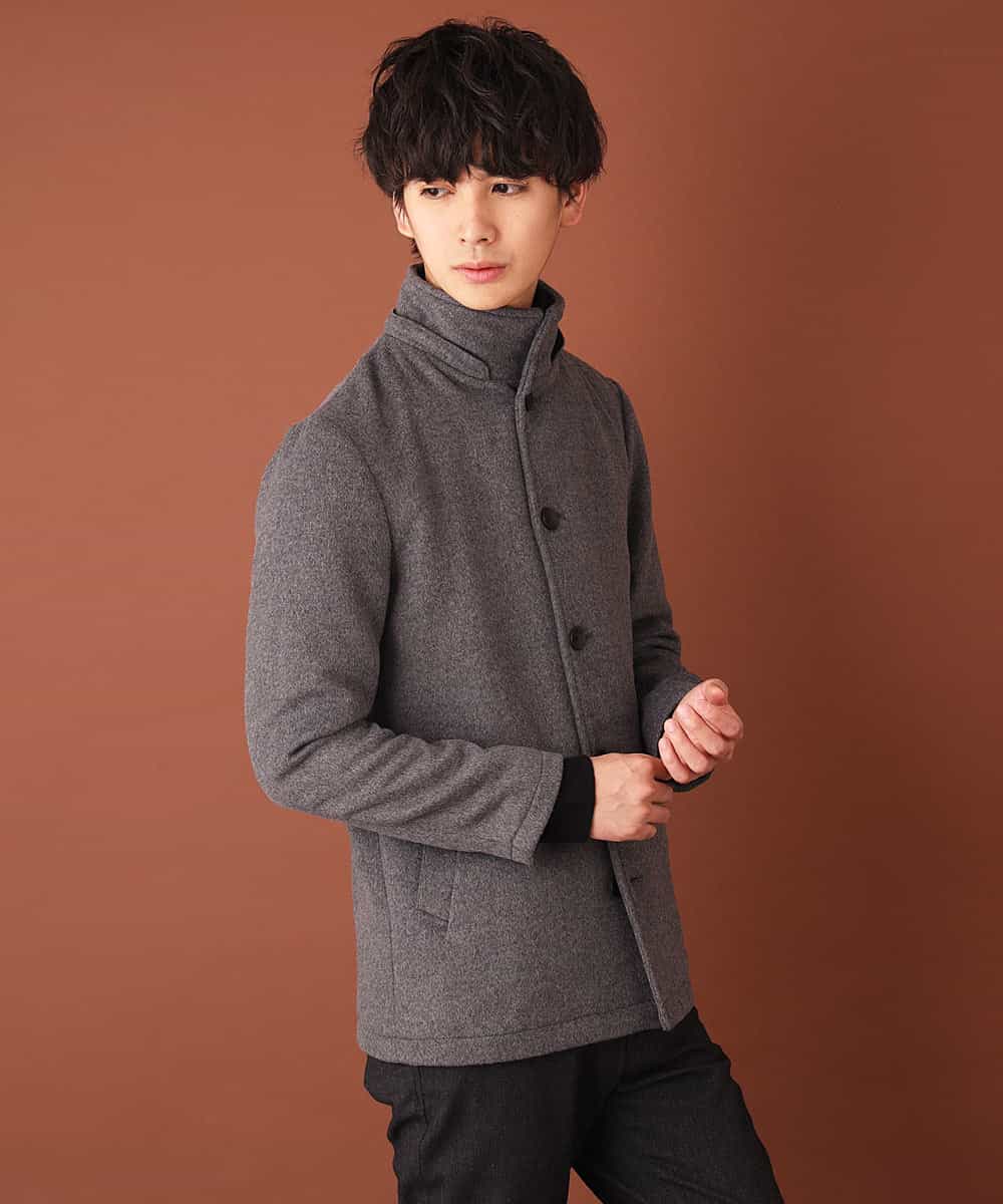 MKJAJ20190 MK MICHEL KLEIN HOMME(MKミッシェルクランオム) フード付きコート／ブリティッシュWフェイス グレー