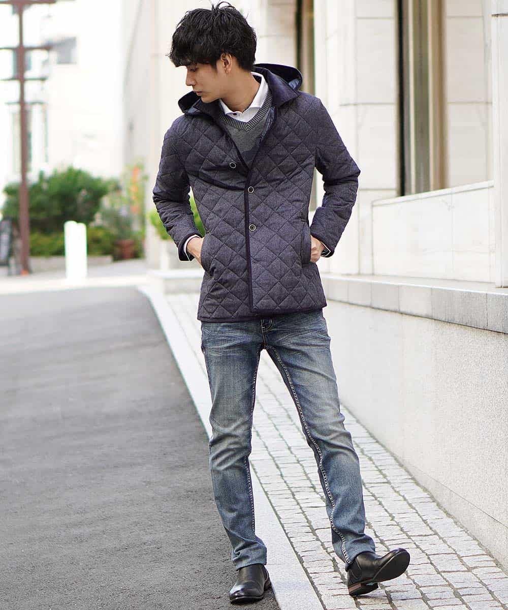 MKJAJ80230 MK MICHEL KLEIN HOMME(MKミッシェルクランオム) コート／ランヘリキルト ネイビー