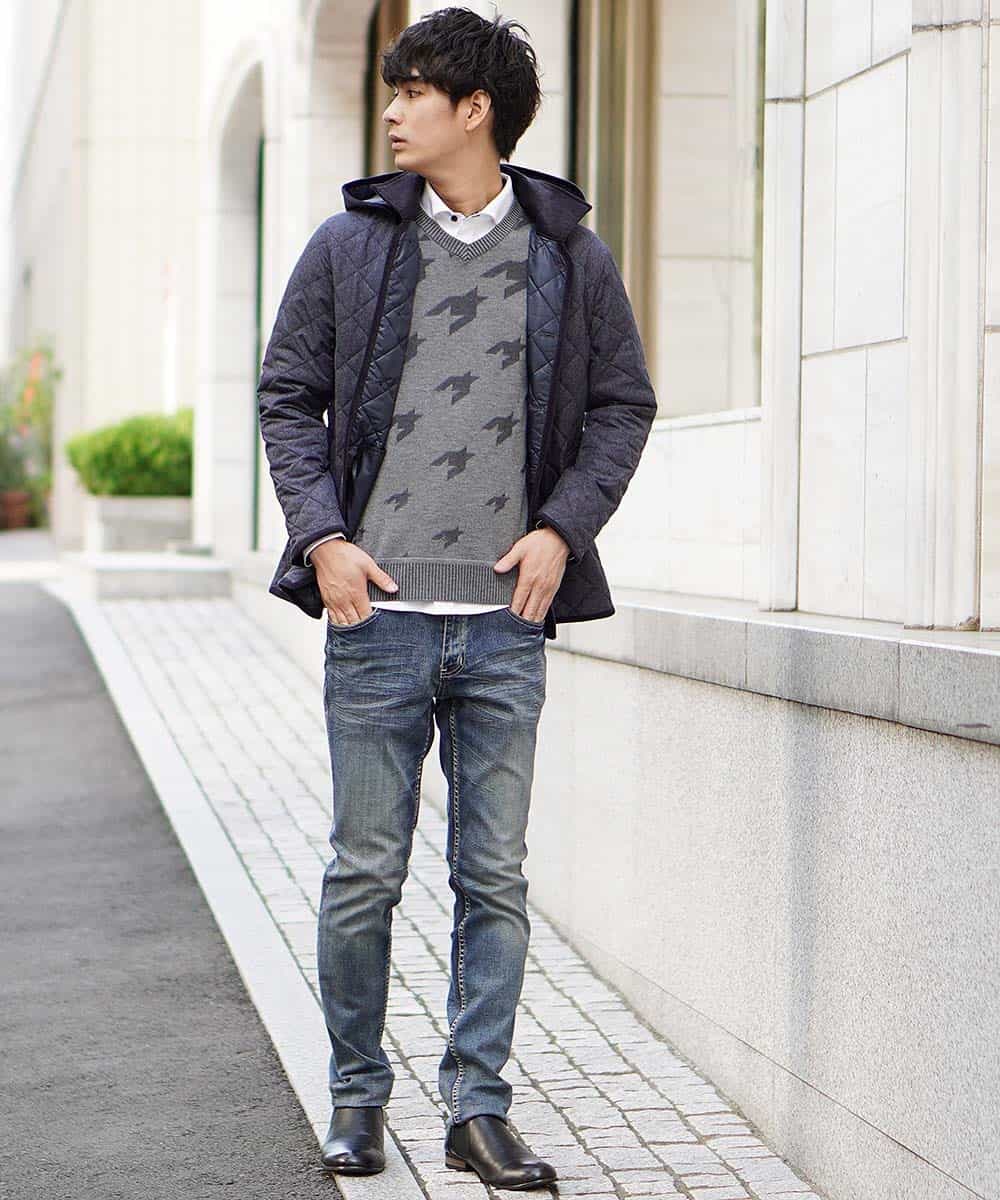 MKJAJ80230 MK MICHEL KLEIN HOMME(MKミッシェルクランオム) コート／ランヘリキルト ネイビー