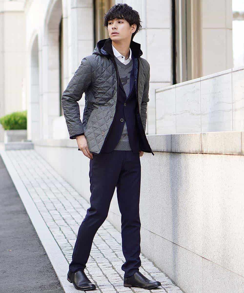 MKJAJ80230 MK MICHEL KLEIN HOMME(MKミッシェルクランオム) コート／ランヘリキルト グレー