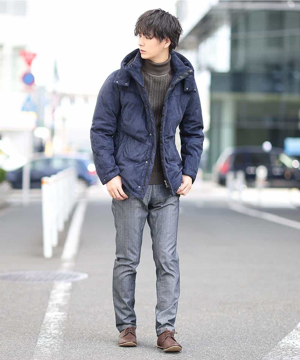 MKJAO22230 MK MICHEL KLEIN HOMME(MKミッシェルクランオム) スエードタッチダウンブルゾン ネイビー