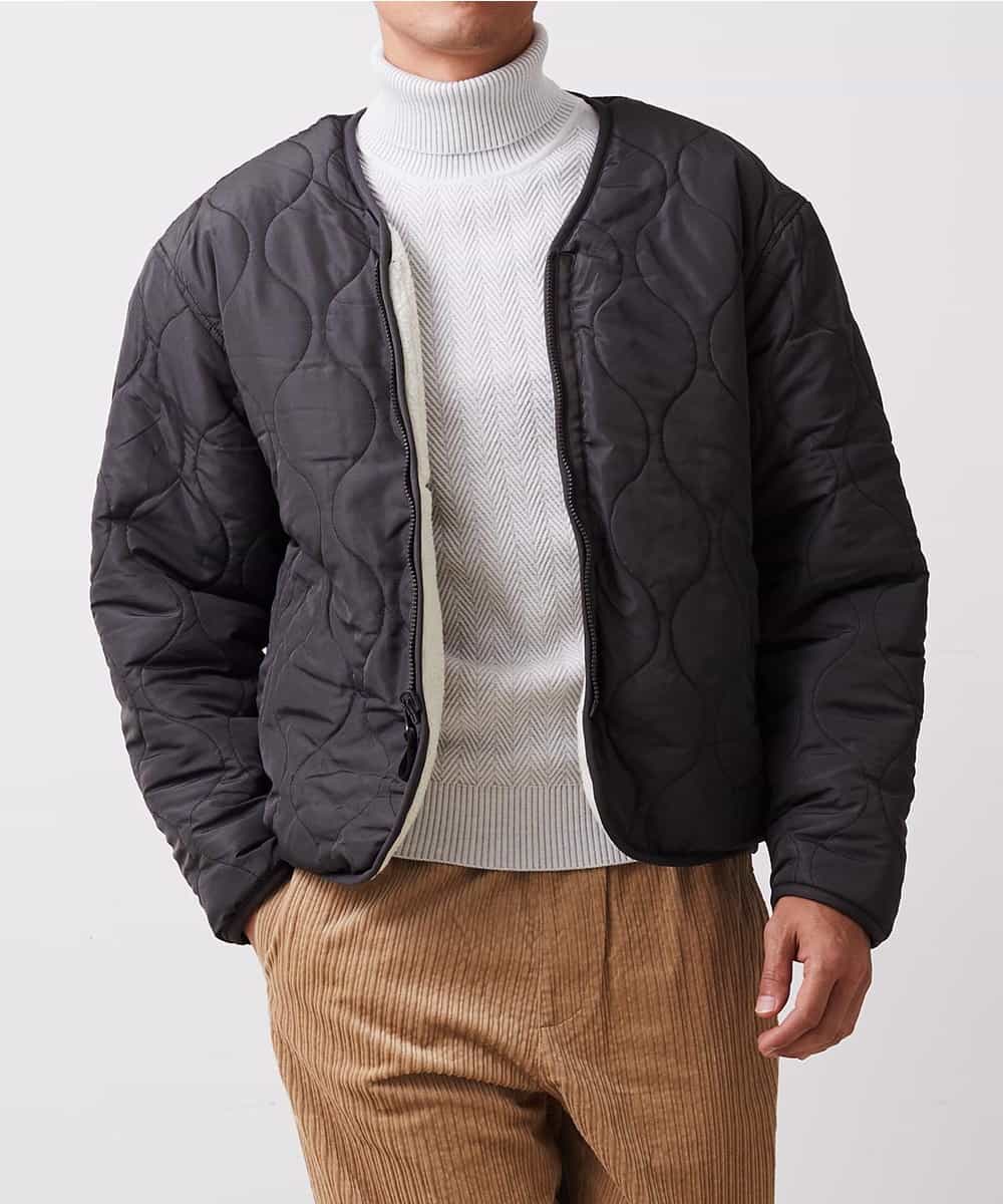 MKJAO91130 MK MICHEL KLEIN HOMME(MKミッシェルクランオム) 【リバーシブル】キルティングボアブルゾン カーキ