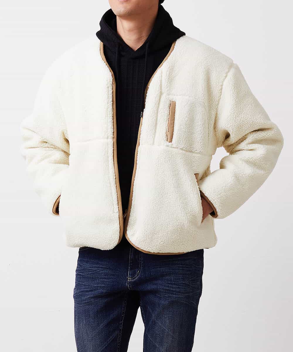 MKJAO91130 MK MICHEL KLEIN HOMME(MKミッシェルクランオム) 【リバーシブル】キルティングボアブルゾン ベージュ