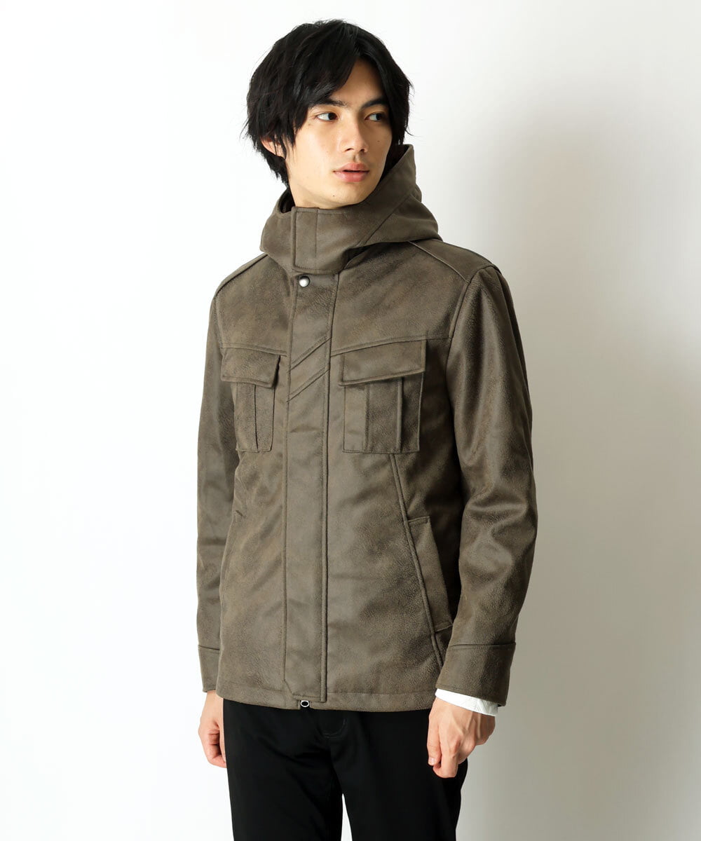 MKJAU04220 MK MICHEL KLEIN HOMME(MKミッシェルクランオム) 中綿ライナーブルゾン カーキ(36)