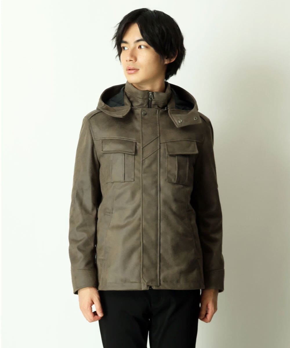 MKJAU04220 MK MICHEL KLEIN HOMME(MKミッシェルクランオム) 中綿ライナーブルゾン カーキ(36)