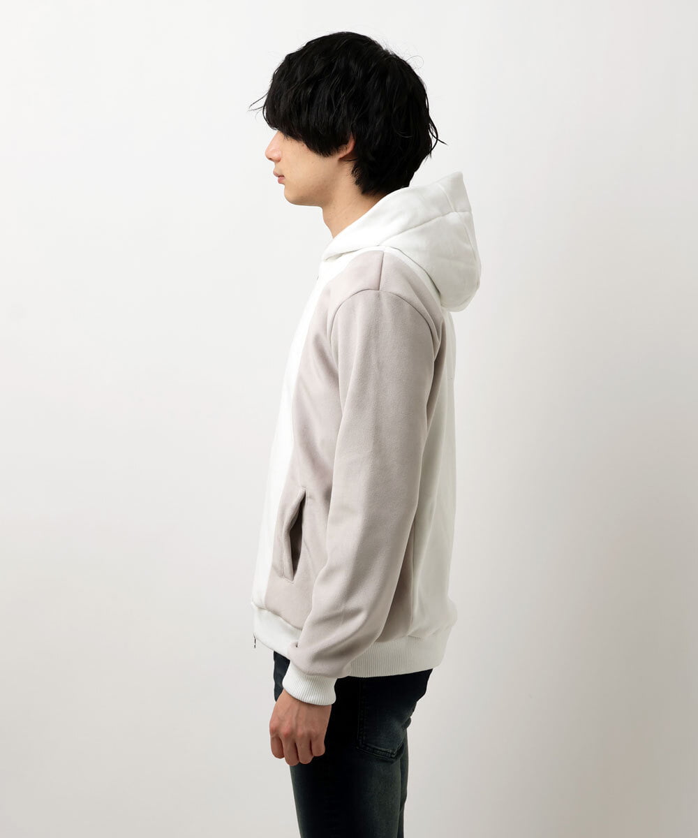 MKJAU29130 MK MICHEL KLEIN HOMME(MKミッシェルクランオム) ベロアパーカー ホワイト(90)