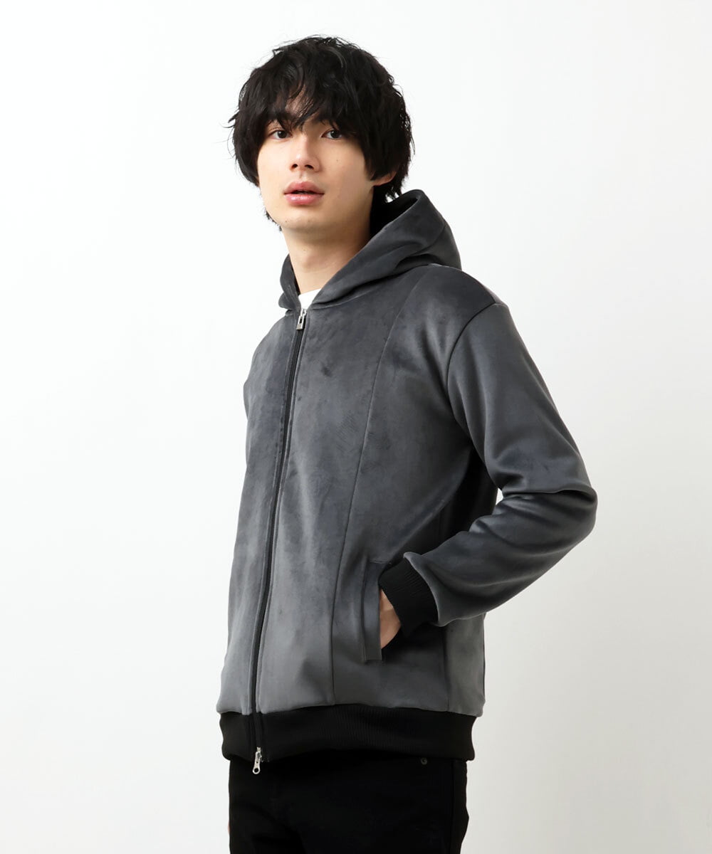 MKJAU29130 MK MICHEL KLEIN HOMME(MKミッシェルクランオム) ベロアパーカー ダークグレー(93)