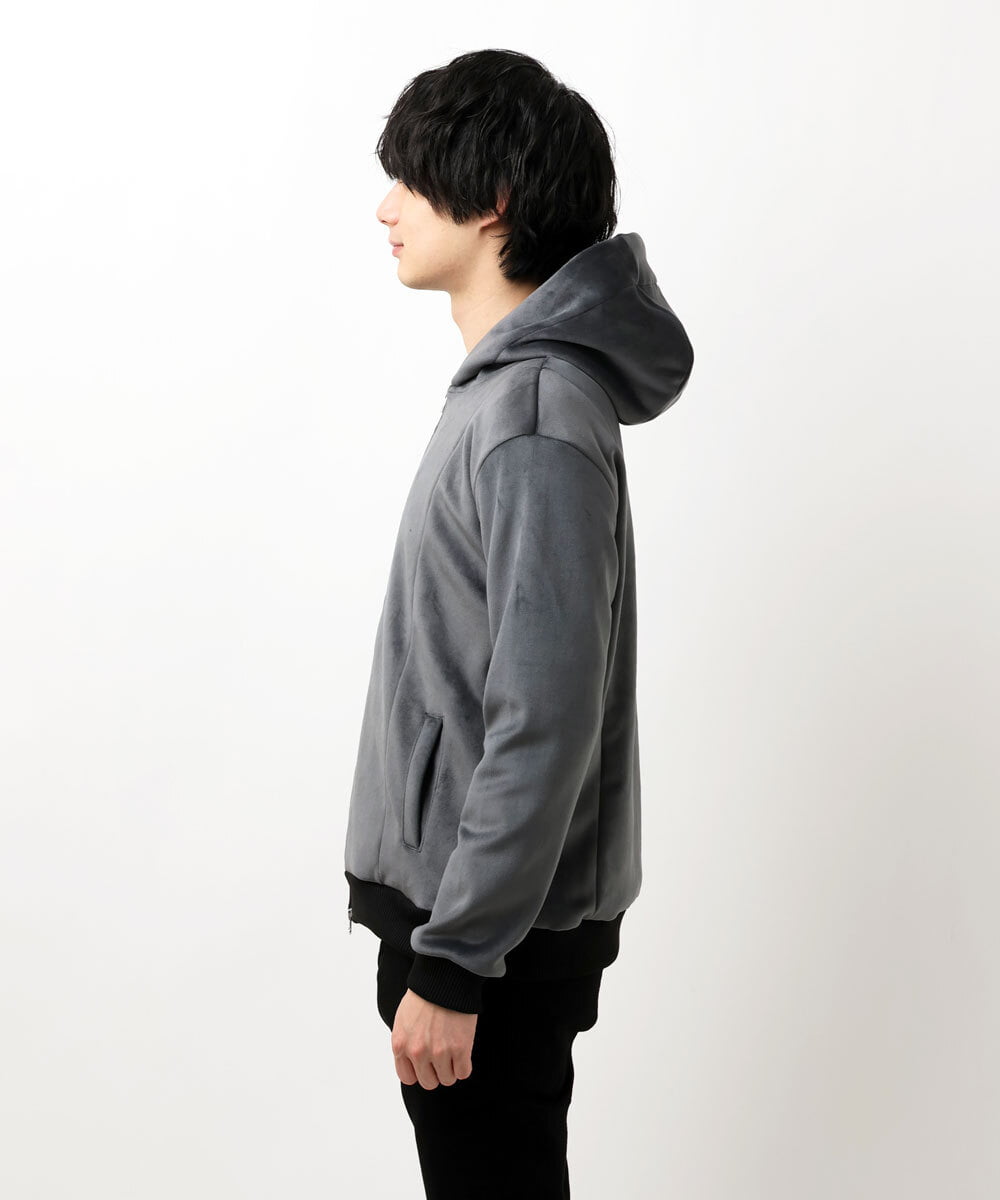 MKJAU29130 MK MICHEL KLEIN HOMME(MKミッシェルクランオム) ベロアパーカー ダークグレー(93)
