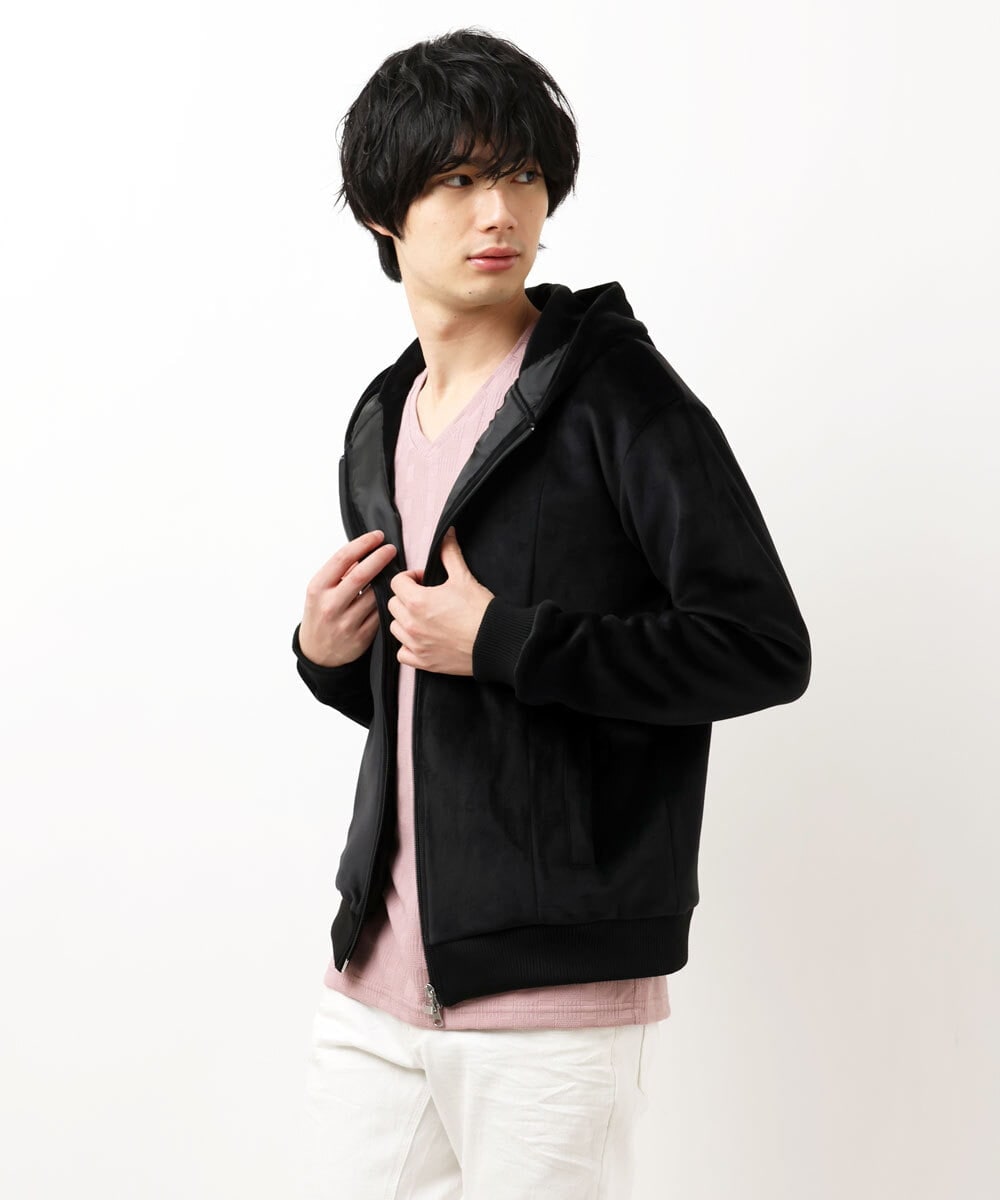 MKJAU29130 MK MICHEL KLEIN HOMME(MKミッシェルクランオム) ベロアパーカー ブラック(94)