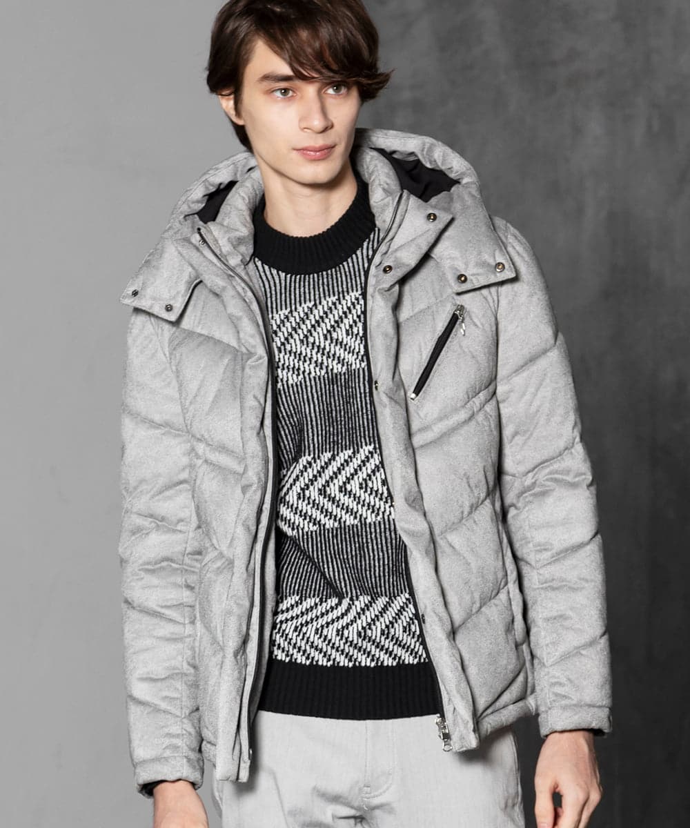 MKJAX21250 MK MICHEL KLEIN HOMME(MKミッシェルクランオム) スエードタッチ / ダウンブルゾン グレー(92)