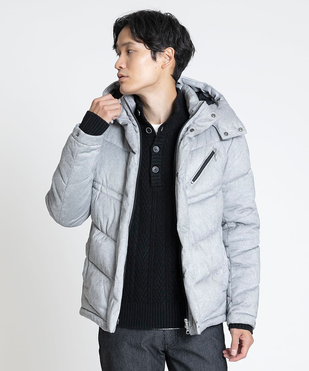 MKJAX21250 MK MICHEL KLEIN HOMME(MKミッシェルクランオム) スエードタッチ / ダウンブルゾン グレー(92)