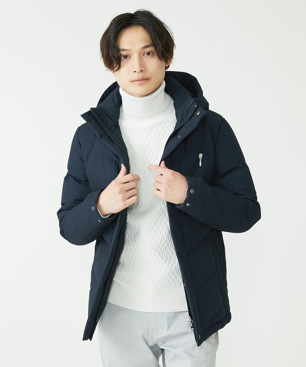 MKJAX22320 MK MICHEL KLEIN HOMME(MKミッシェルクランオム) WEB LIMITED【限定カラー】PRIMEFLEX ドビープリントダウンブルゾン ネイビー(57)