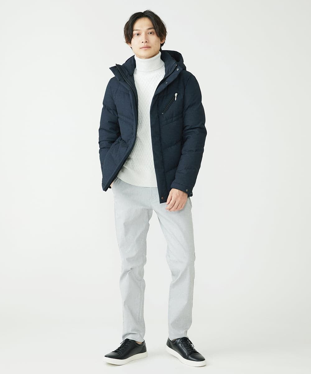 MKJAX22320 MK MICHEL KLEIN HOMME(MKミッシェルクランオム) WEB LIMITED【限定カラー】PRIMEFLEX ドビープリントダウンブルゾン ネイビー(57)
