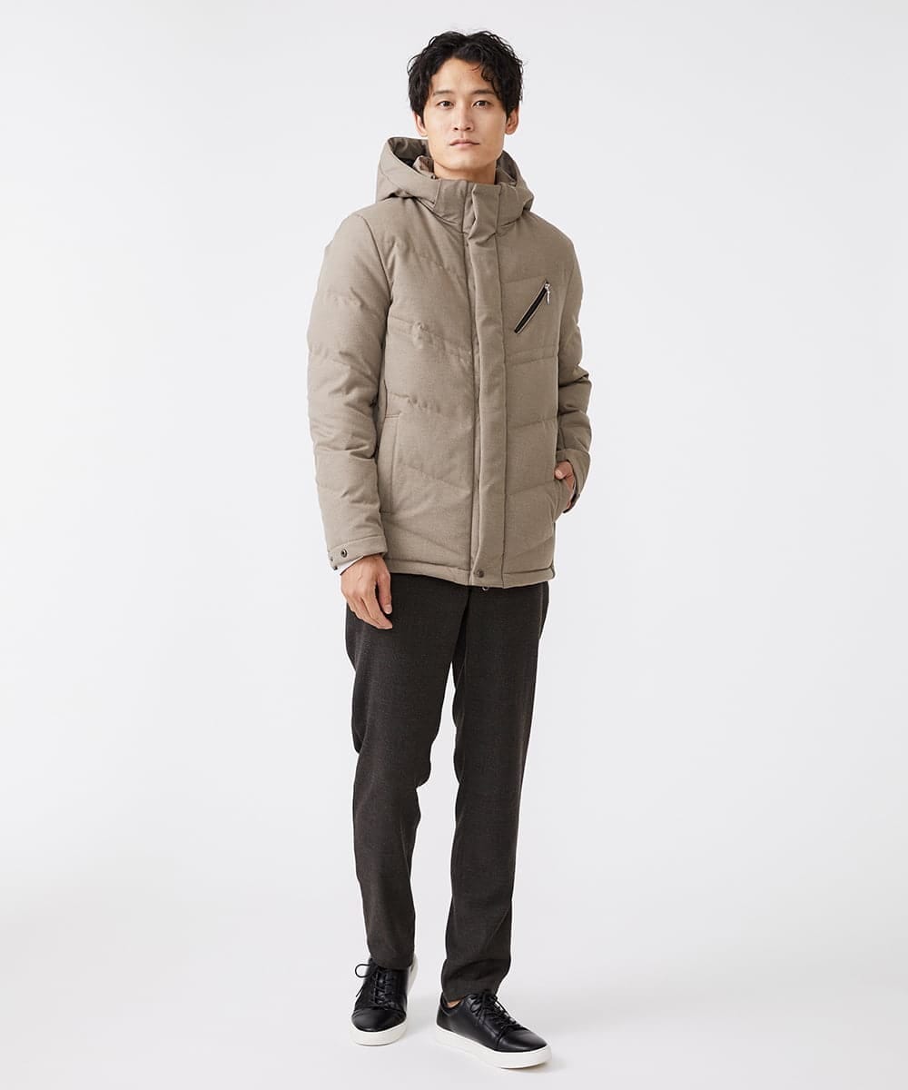MKJAX22320 MK MICHEL KLEIN HOMME(MKミッシェルクランオム) WEB LIMITED【限定カラー】PRIMEFLEX ドビープリントダウンブルゾン ベージュ(83)