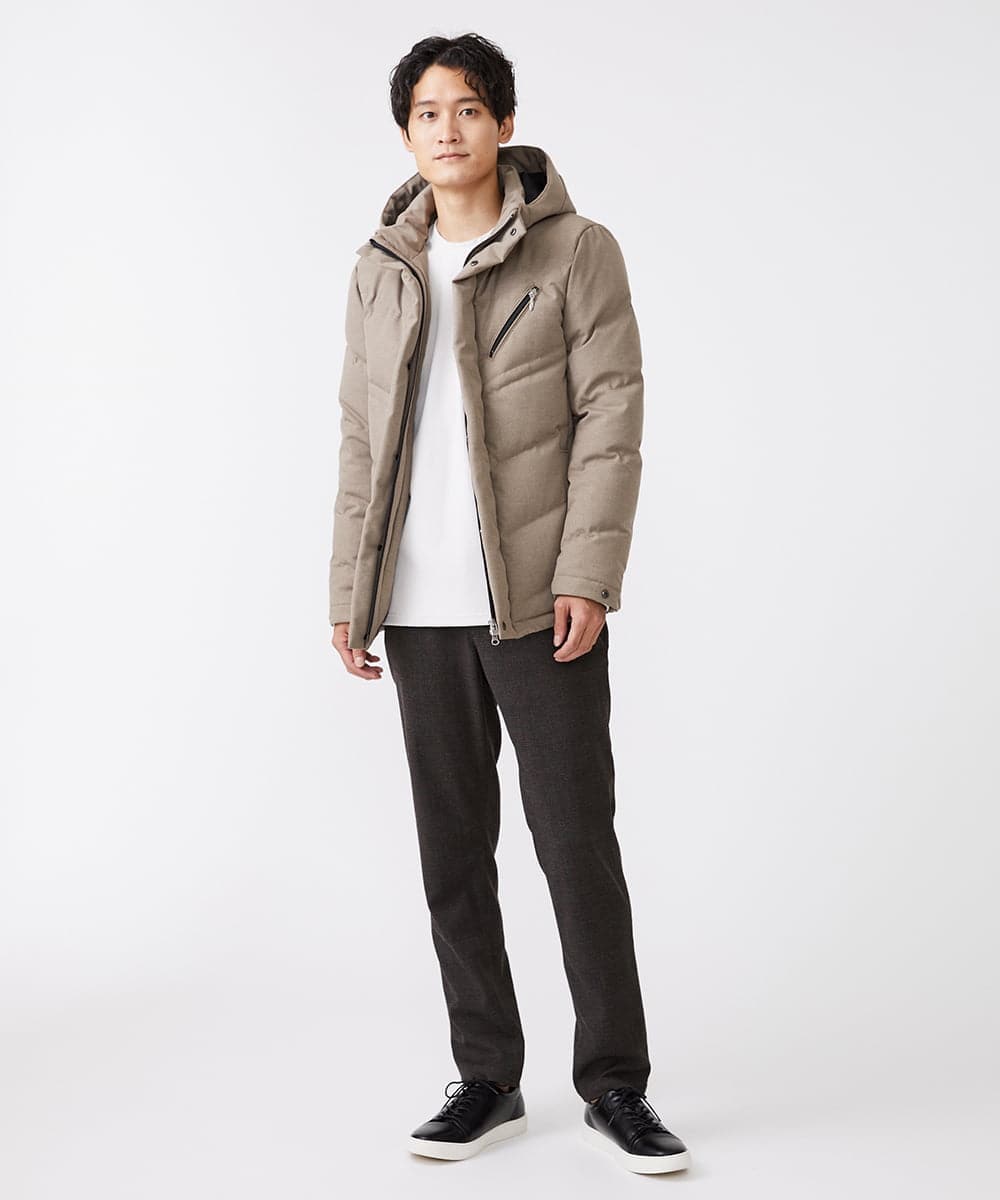 MKJAX22320 MK MICHEL KLEIN HOMME(MKミッシェルクランオム) WEB LIMITED【限定カラー】PRIMEFLEX ドビープリントダウンブルゾン ベージュ(83)