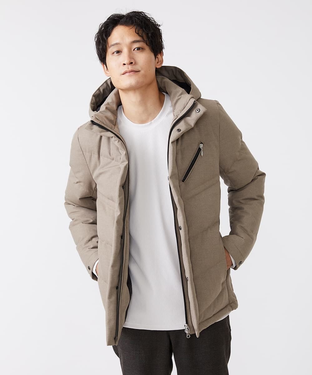 MKJAX22320 MK MICHEL KLEIN HOMME(MKミッシェルクランオム) WEB LIMITED【限定カラー】PRIMEFLEX ドビープリントダウンブルゾン ベージュ(83)