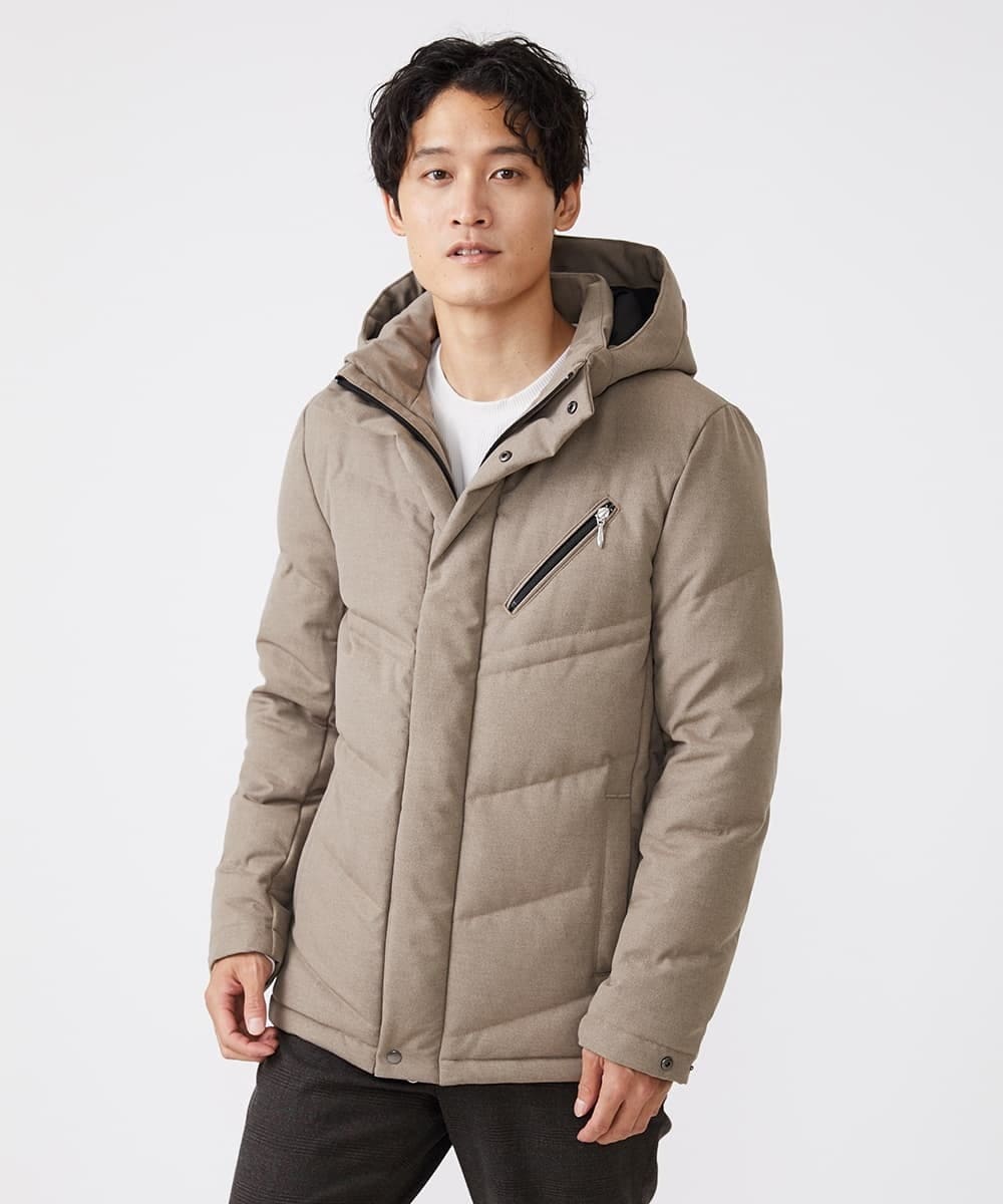 MKJAX22320 MK MICHEL KLEIN HOMME(MKミッシェルクランオム) WEB LIMITED【限定カラー】PRIMEFLEX ドビープリントダウンブルゾン ベージュ(83)