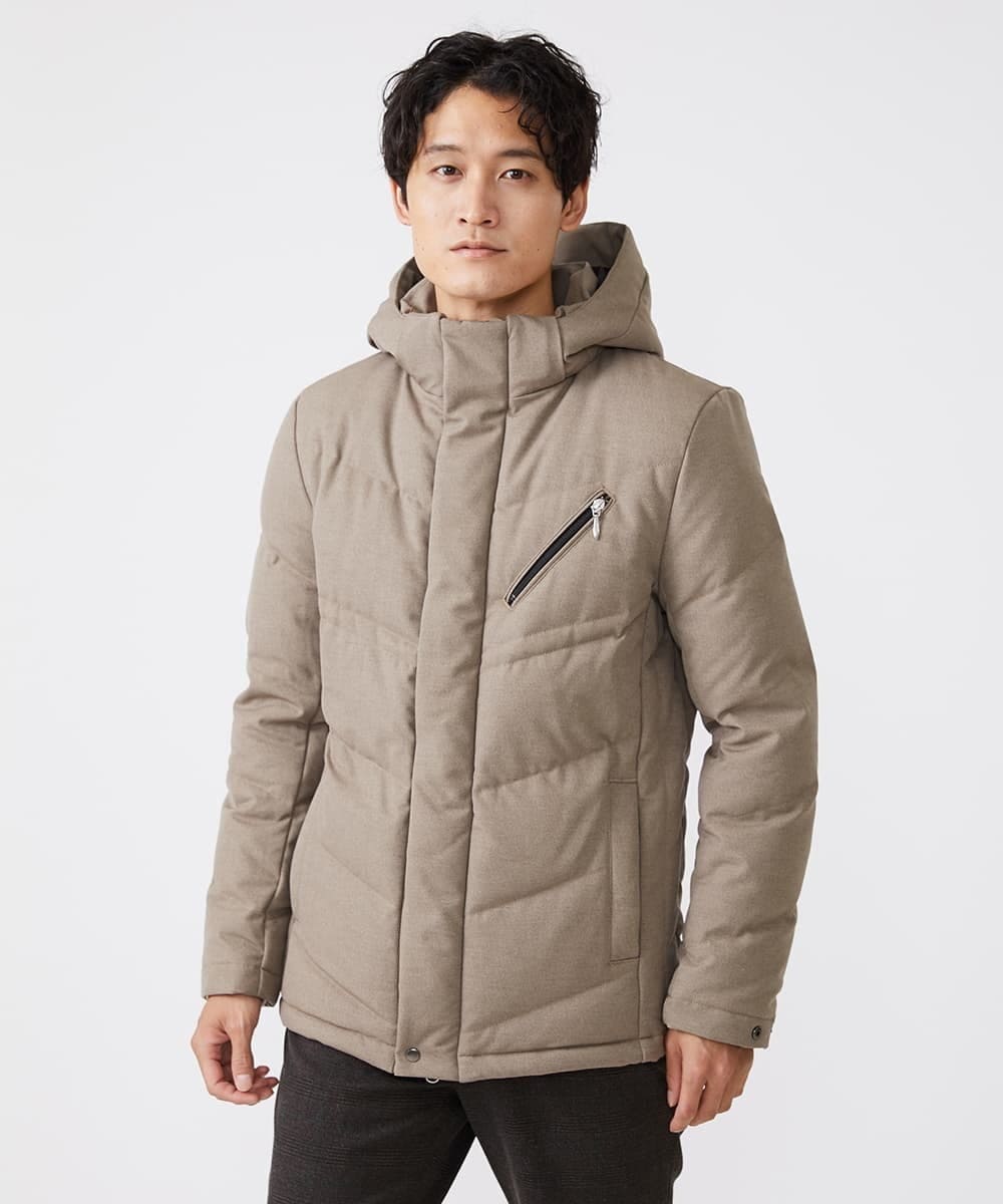 MKJAX22320 MK MICHEL KLEIN HOMME(MKミッシェルクランオム) WEB LIMITED【限定カラー】PRIMEFLEX ドビープリントダウンブルゾン ベージュ(83)