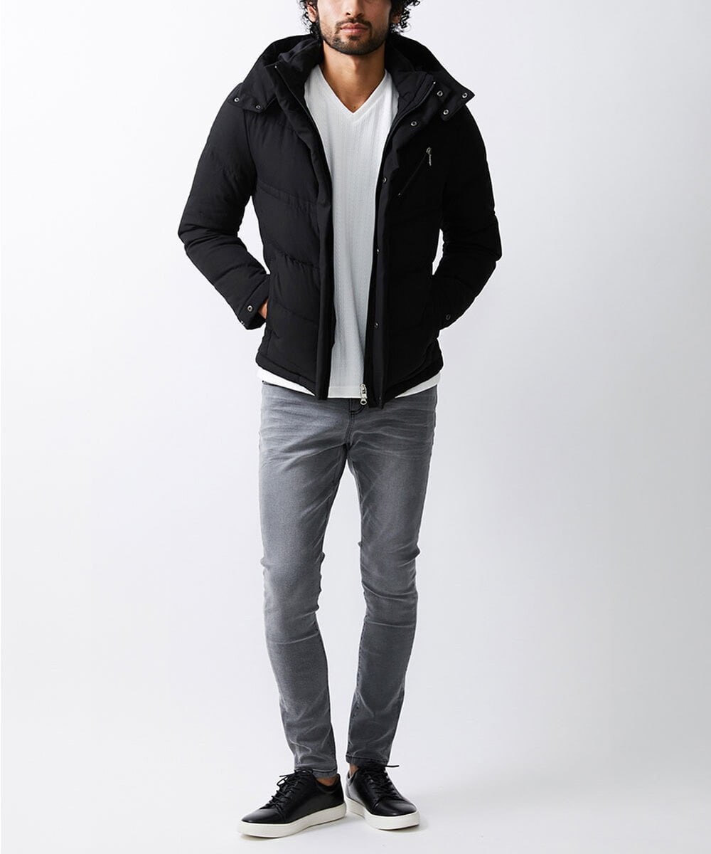 MKJAX23250 MK MICHEL KLEIN HOMME(MKミッシェルクランオム) ウールタッチ / ブラックダウンブルゾン ブラック(94)
