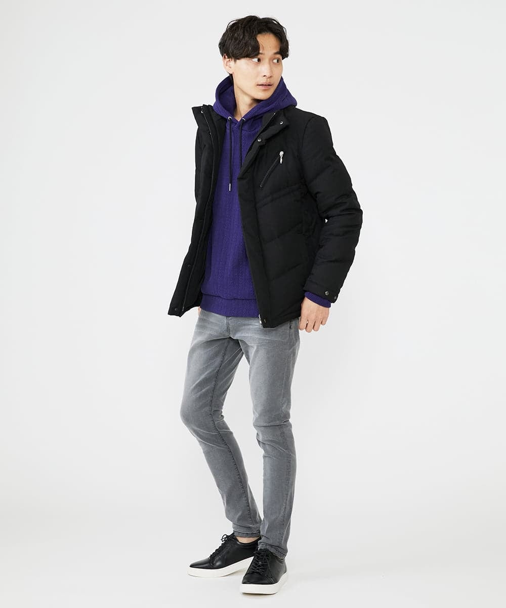 MKJAX23250 MK MICHEL KLEIN HOMME(MKミッシェルクランオム) ウールタッチ / ブラックダウンブルゾン ブラック(94)