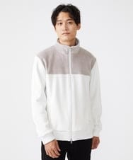 MKJAX28130 MK MICHEL KLEIN HOMME(MKミッシェルクランオム) ベロアスタンドブルゾン ホワイト(90)