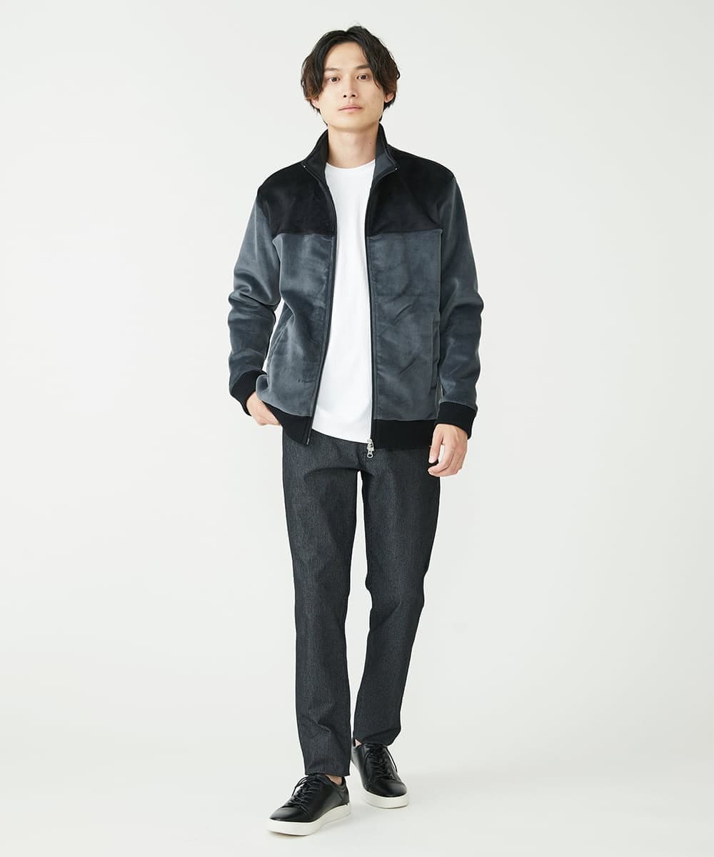 MKJAX28130 MK MICHEL KLEIN HOMME(MKミッシェルクランオム) ベロアスタンドブルゾン ダークグレー(93)