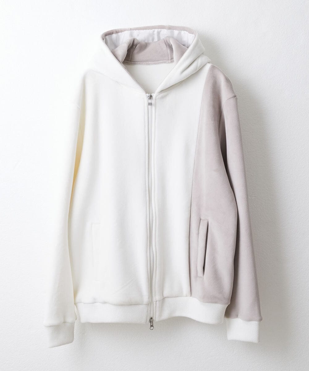 MKJAX29130 MK MICHEL KLEIN HOMME(MKミッシェルクランオム) ベロアZIPパーカー ホワイト(90)