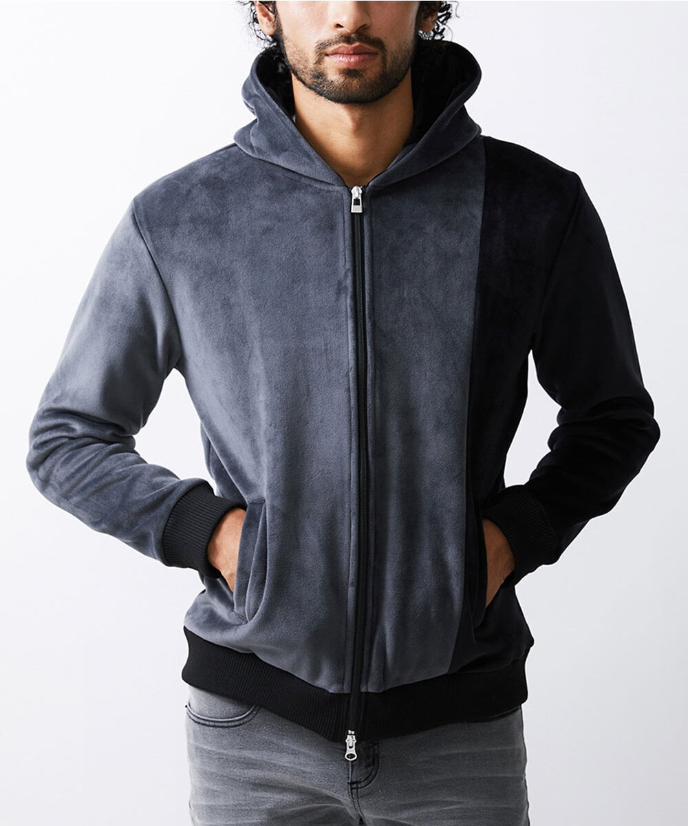 MKJAX29130 MK MICHEL KLEIN HOMME(MKミッシェルクランオム) ベロアZIPパーカー ダークグレー(93)