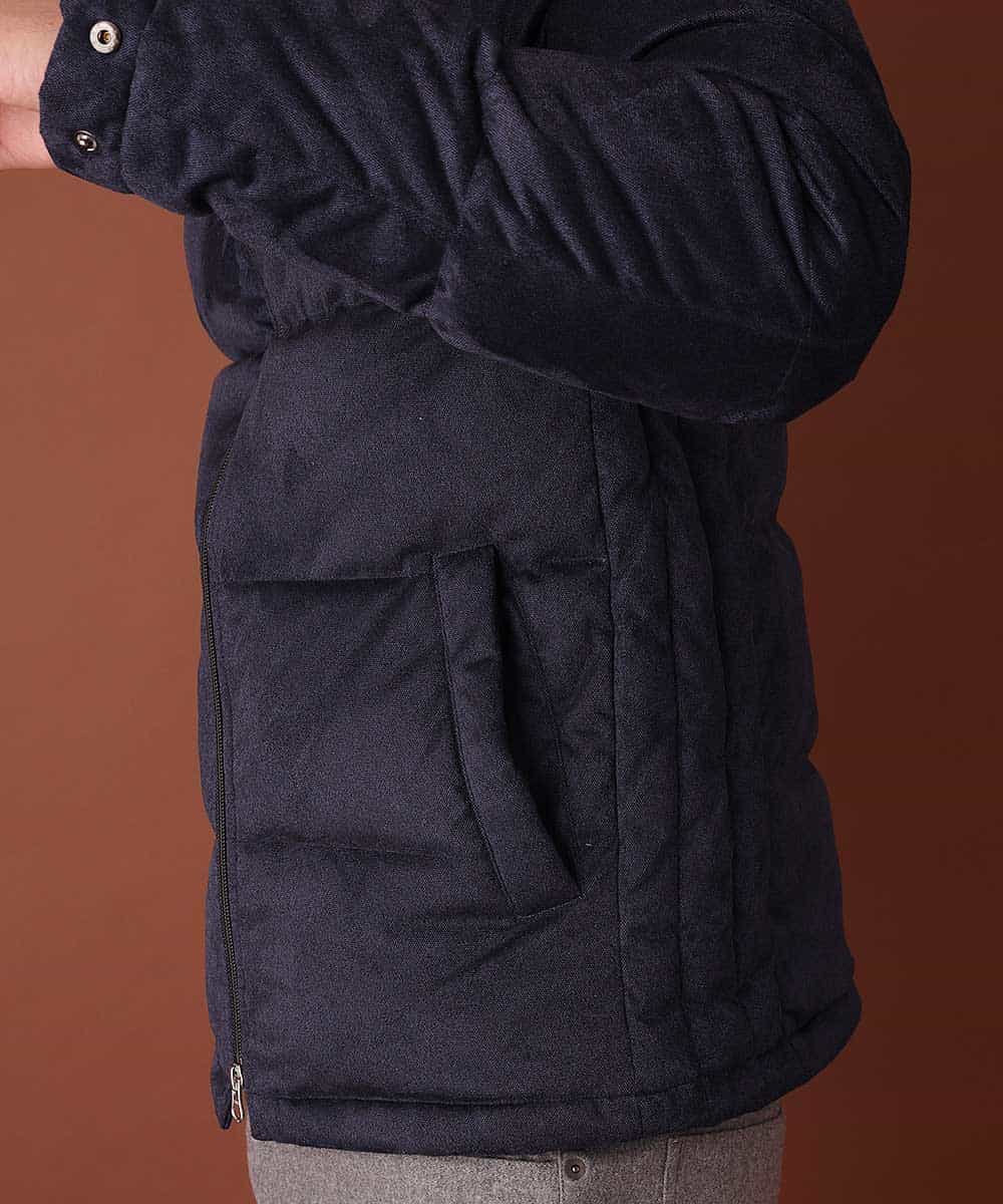 MKJCL82200 MK MICHEL KLEIN HOMME(MKミッシェルクランオム) ダウンブルゾン／スエードタッチツイード ネイビー