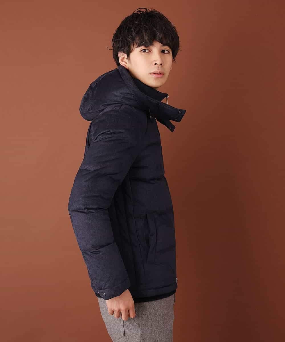 MKJCL82200 MK MICHEL KLEIN HOMME(MKミッシェルクランオム) ダウンブルゾン／スエードタッチツイード ネイビー