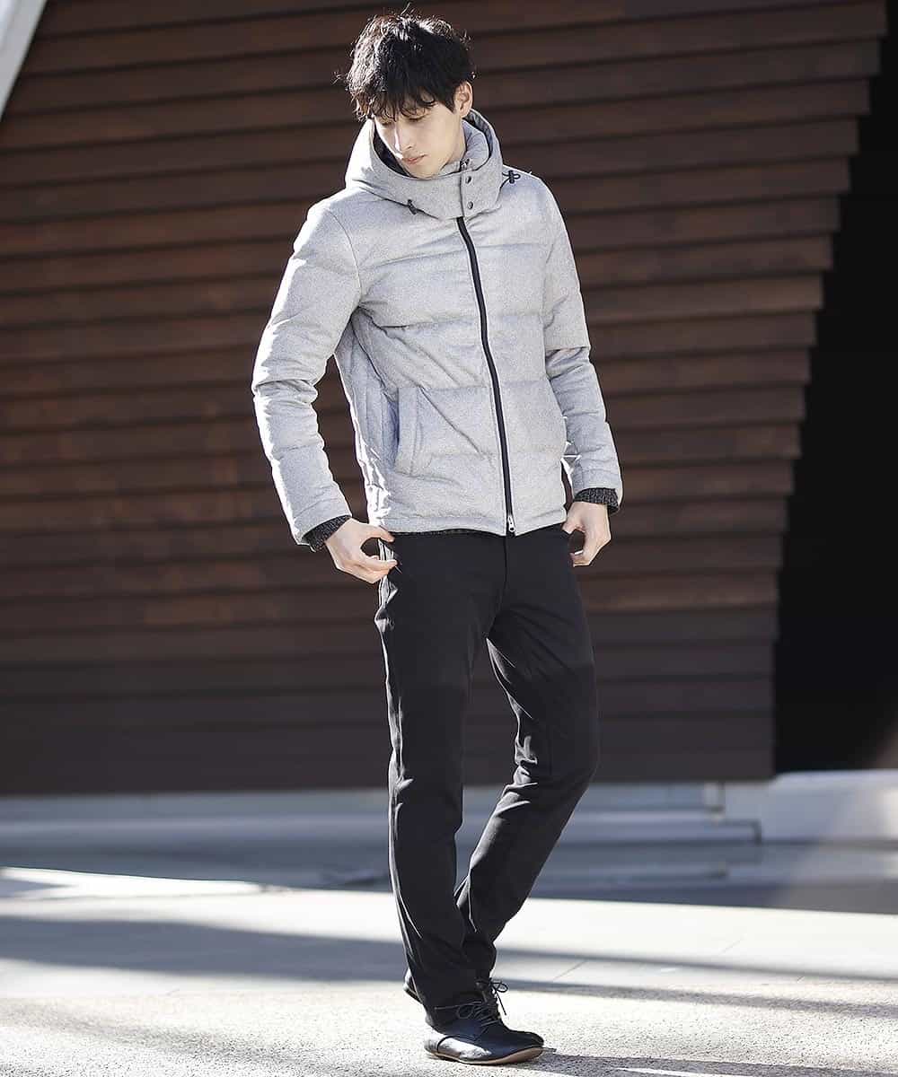 MKJCL82200 MK MICHEL KLEIN HOMME(MKミッシェルクランオム) ダウンブルゾン／スエードタッチツイード グレー