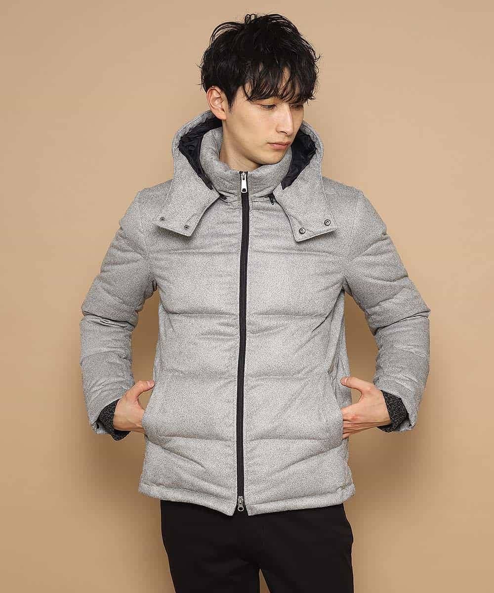 MKJCL82200 MK MICHEL KLEIN HOMME(MKミッシェルクランオム) ダウンブルゾン／スエードタッチツイード グレー