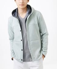 MKJDC36150 MK MICHEL KLEIN HOMME(MKミッシェルクランオム) フェイクレイヤードパーカー / スエードジャージ グリーン