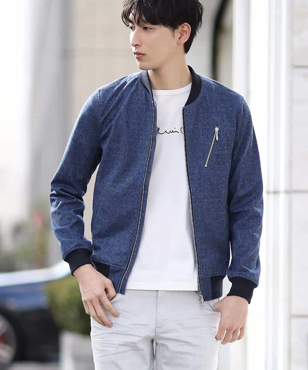MKJDL42130 MK MICHEL KLEIN HOMME(MKミッシェルクランオム) ブルゾン／デニムテックジャージ ネイビー