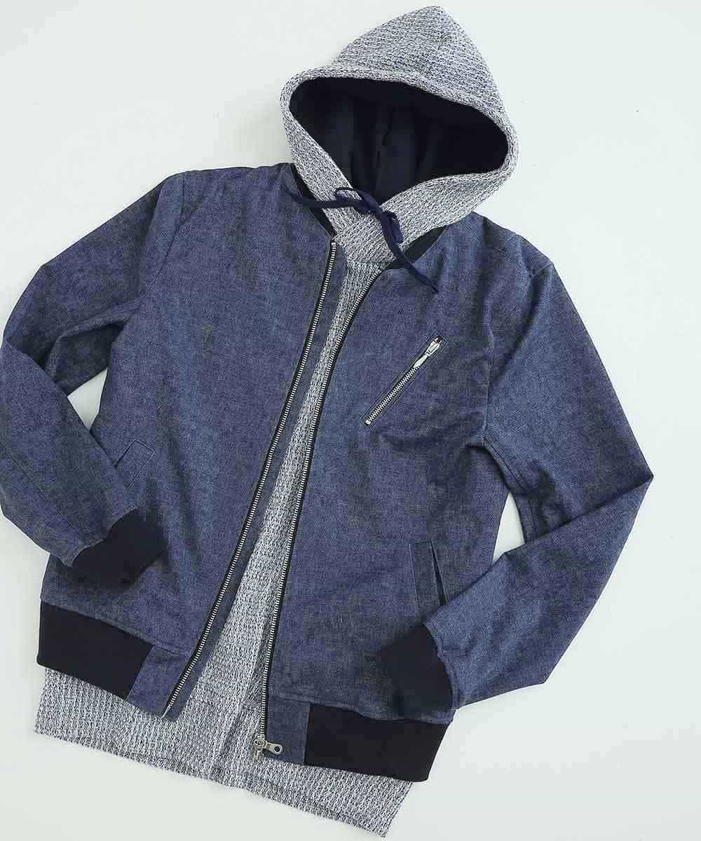 MKJDL42130 MK MICHEL KLEIN HOMME(MKミッシェルクランオム) ブルゾン／デニムテックジャージ ネイビー