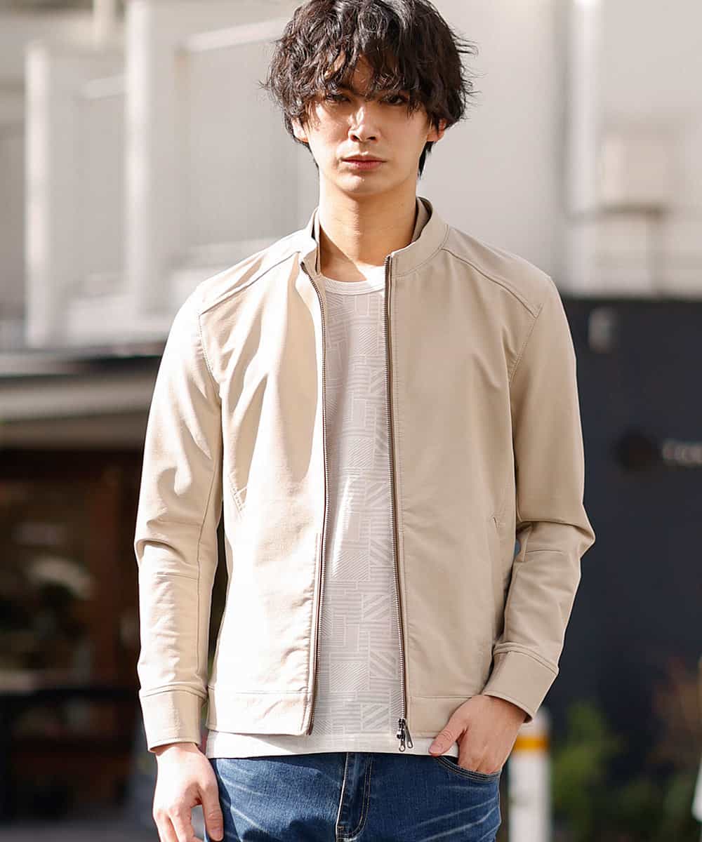 MKJDO02130 MK MICHEL KLEIN HOMME(MKミッシェルクランオム) 【快適ストレッチ】MA-1ブルゾン／バックストームストレッチ アイボリー(80)