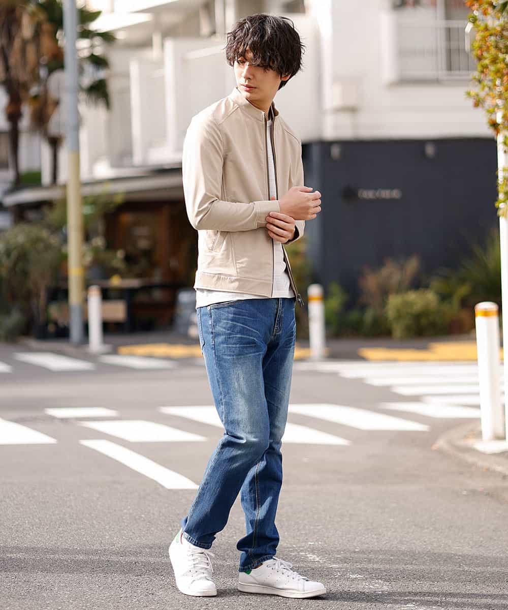 MKJDO02130 MK MICHEL KLEIN HOMME(MKミッシェルクランオム) 【快適ストレッチ】MA-1ブルゾン／バックストームストレッチ アイボリー(80)