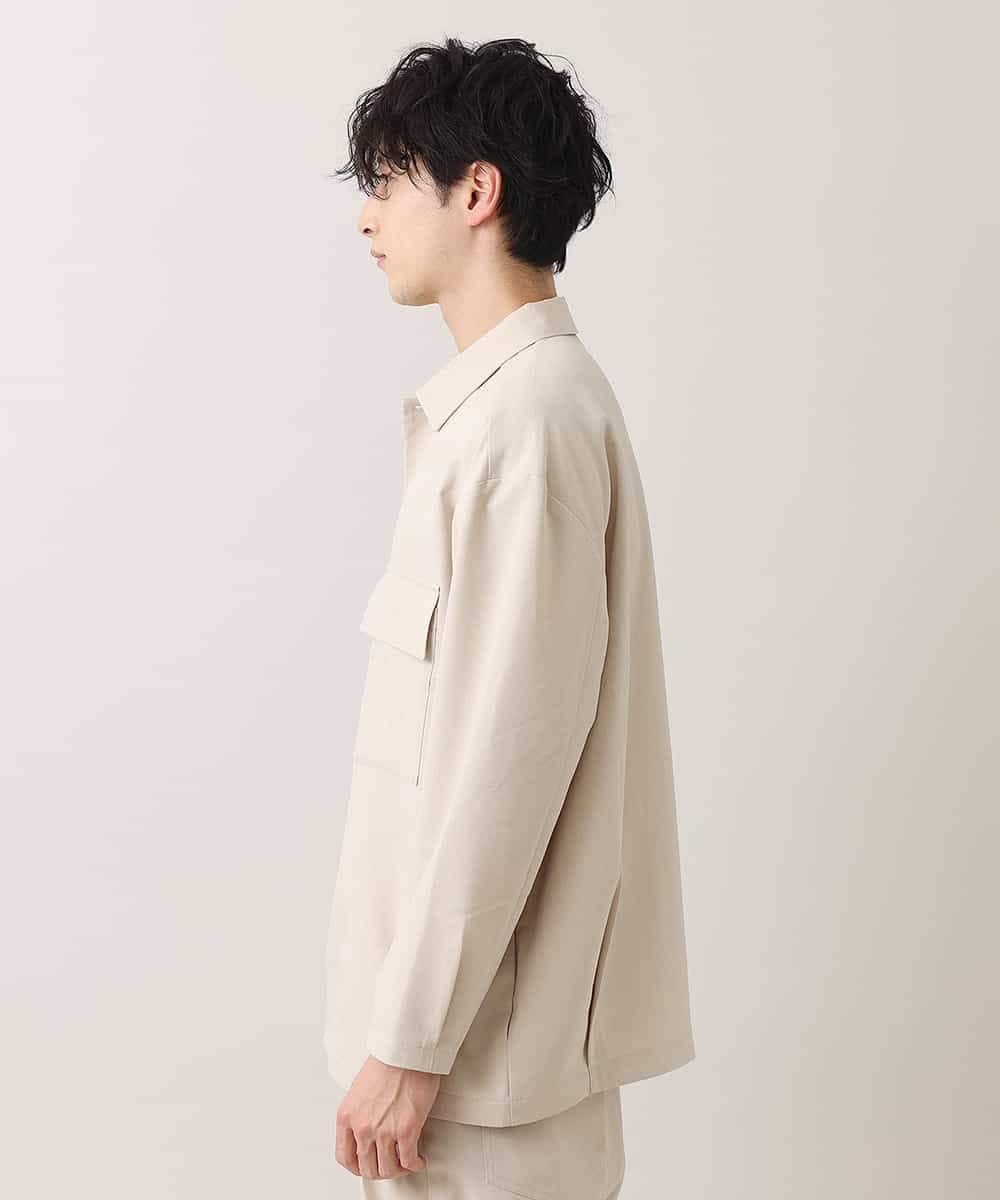 MKJDO71090 MK MICHEL KLEIN HOMME(MKミッシェルクランオム) ビックCPOシャツ／REFLAXウェザークロス アイボリー(80)