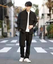 MKJDO71090 MK MICHEL KLEIN HOMME(MKミッシェルクランオム) ビックCPOシャツ／REFLAXウェザークロス ブラック(94)