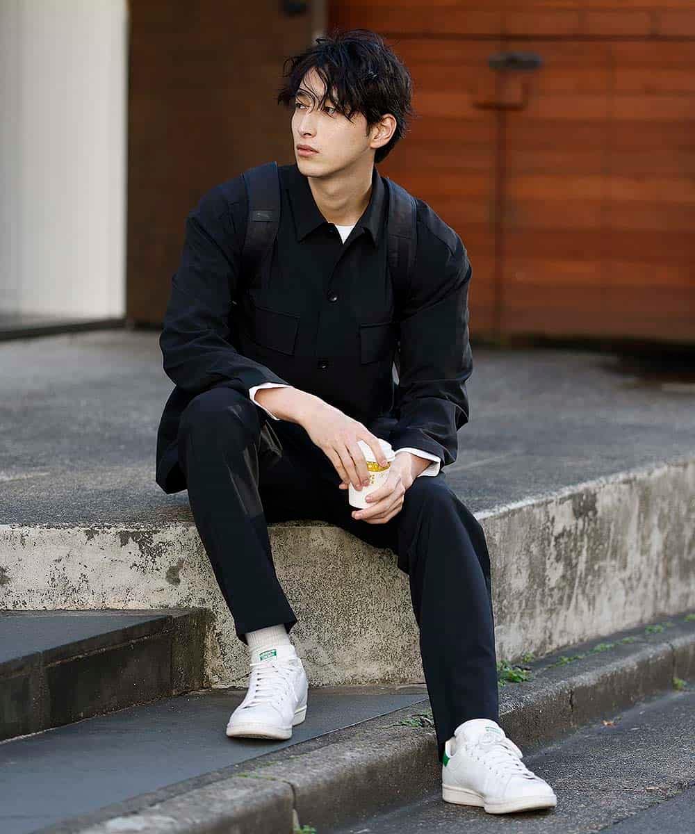 MKJDO71090 MK MICHEL KLEIN HOMME(MKミッシェルクランオム) ビックCPOシャツ／REFLAXウェザークロス ブラック(94)