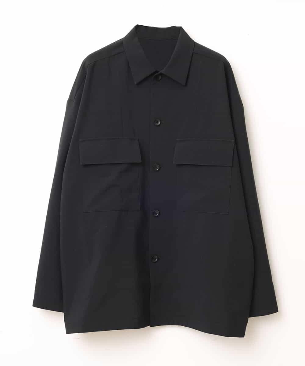 MKJDO71090 MK MICHEL KLEIN HOMME(MKミッシェルクランオム) ビックCPOシャツ／REFLAXウェザークロス ブラック(94)