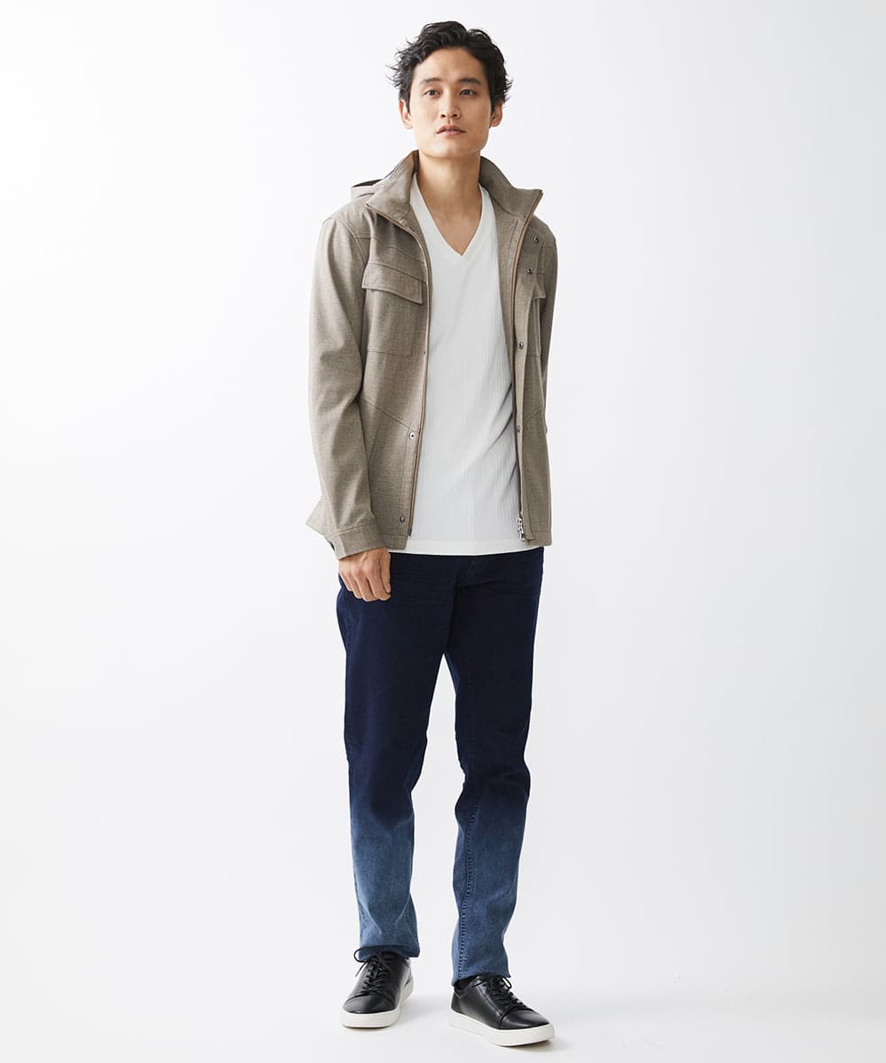 MKJDX10190 MK MICHEL KLEIN HOMME(MKミッシェルクランオム) M-65ブルゾン/TEC EASY JERSY ベージュ(83)